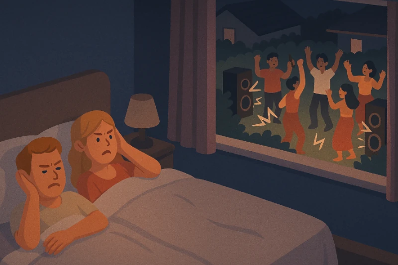 Couple subissant du tapage nocturne