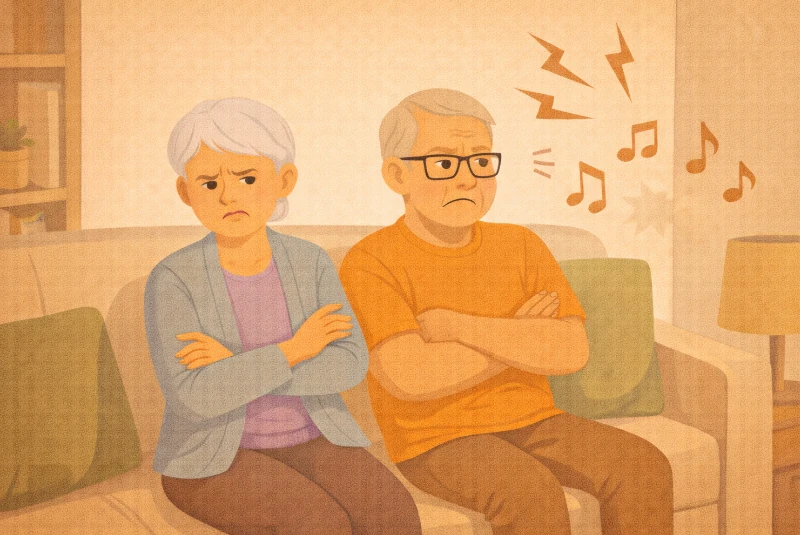 Couple de personnes âgées subissant du tapage