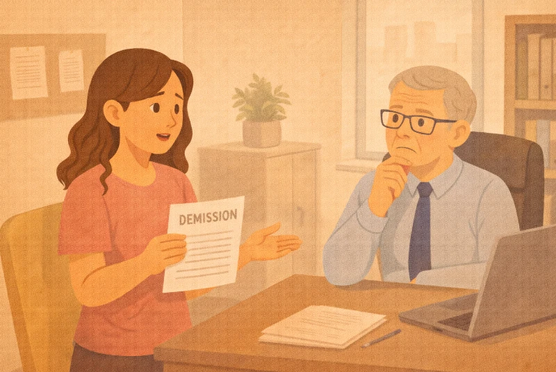 Femme remettant sa démission