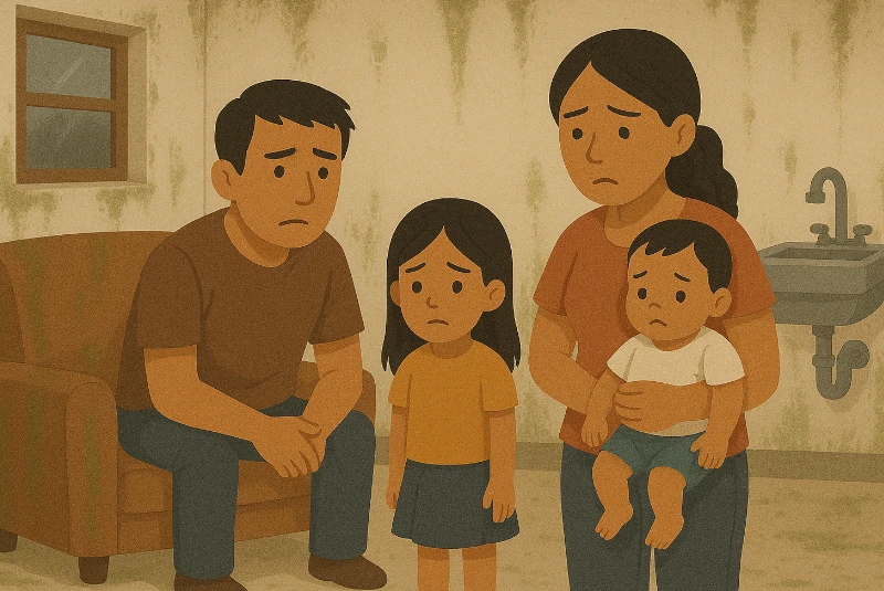 Famille dans un logement insalubre