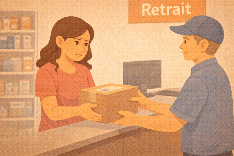 Femme retirant un colis