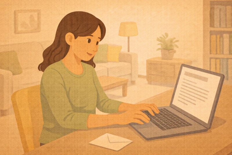 Femme tapant à l'ordinateur