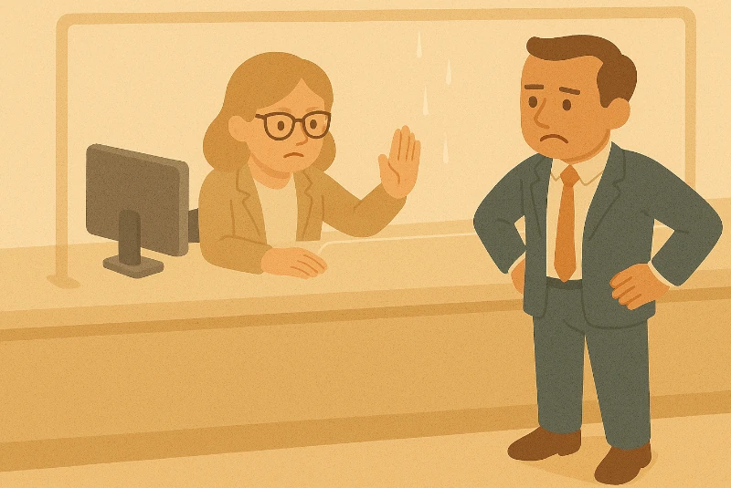 Homme essuyant un refus en mairie