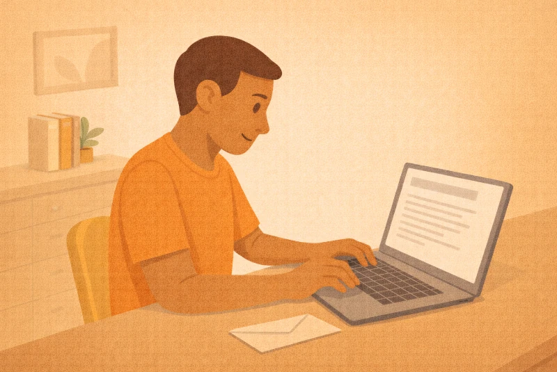 Homme rédigeant une lettre pour demander une quittance de loyer