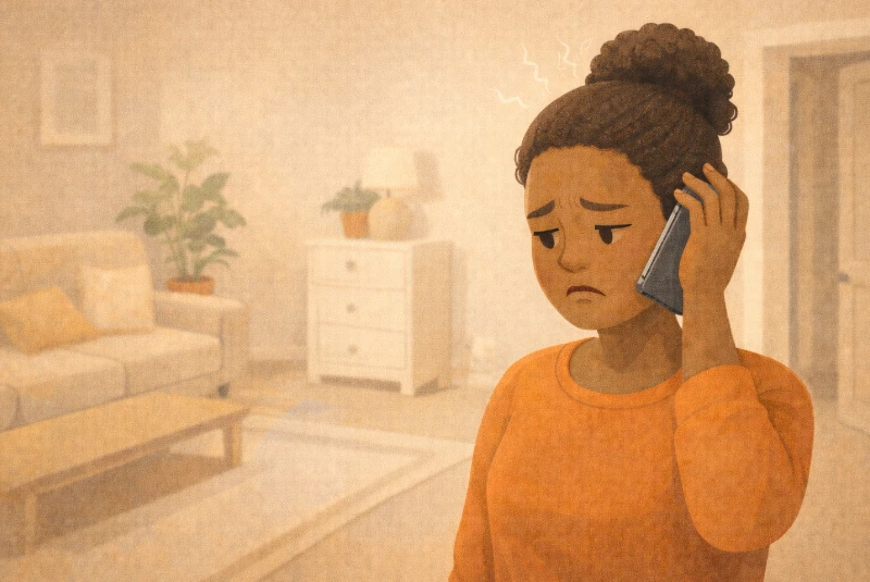 Femme constatant dépitée que le service client ne répond pas