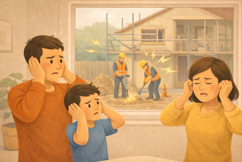 Famille dérangée par des travaux