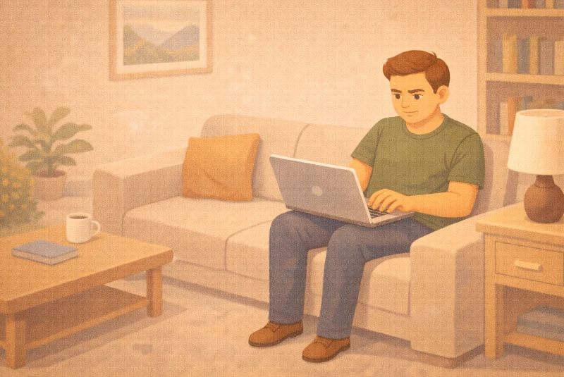 Homme rédigeant une demande d'extrait d'acte de naissance