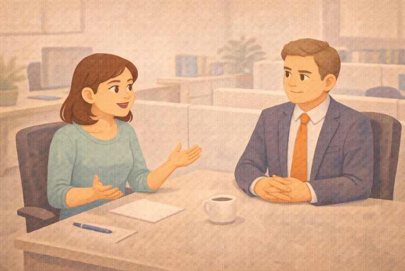 Discussion entre une employée et un patron