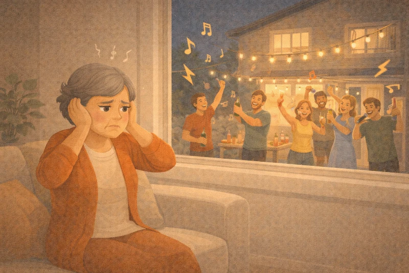 Femme subissant du tapage nocturne