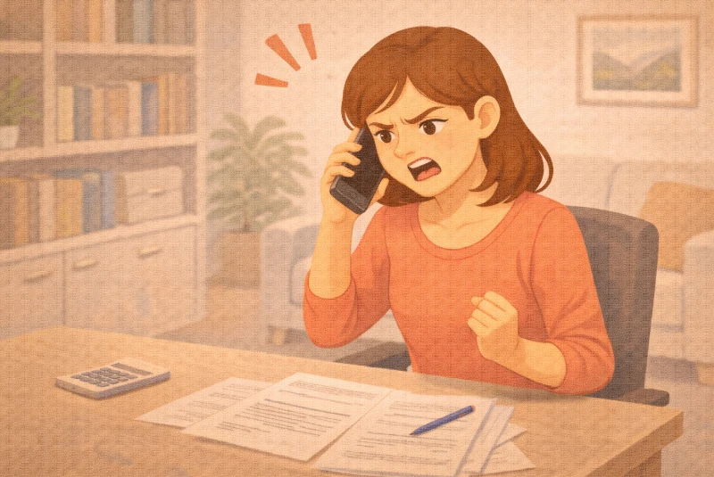 Une femme tombe sur le répondeur d'une entreprise dans le cadre d'une réclamation