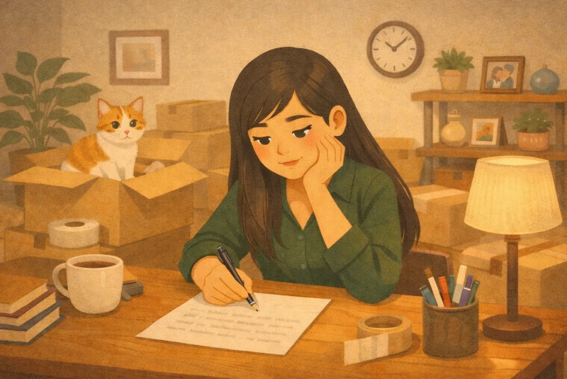 femme rédigeant sa lettre de préavis pour un bail mobilité