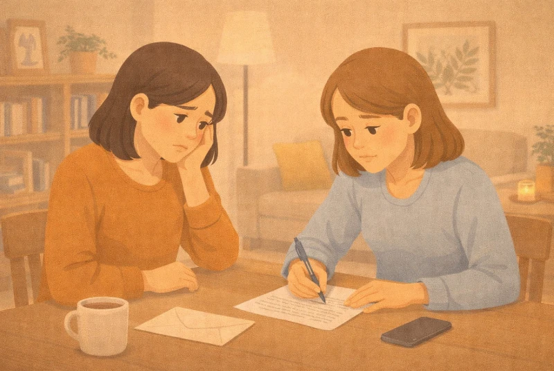 deux femmes écrivant une lettre de préavis pour un logement en zone tendue