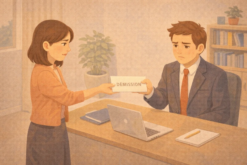 Femme remettant sa démission