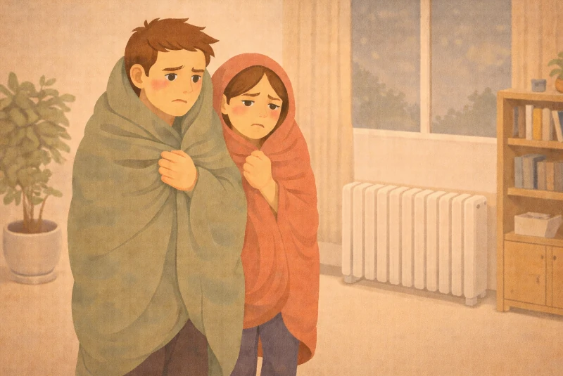 Couple de locataires sans chauffage