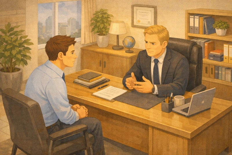 un employeur et un salarié discutent des retards de ce dernier