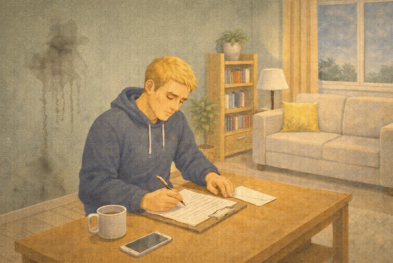 locataire écrivant une lettre pour demander des travaux à son bailleur