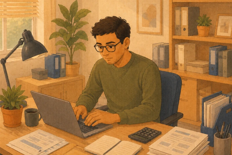 homme rédigeant un mail pour demander la rectification d'une facture