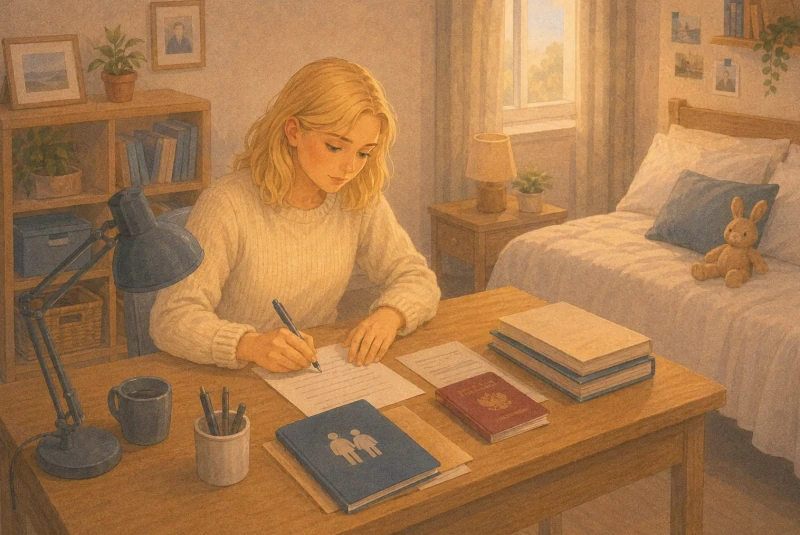 femme rédigeant une lettre de demande de duplicata d'un livret de famille